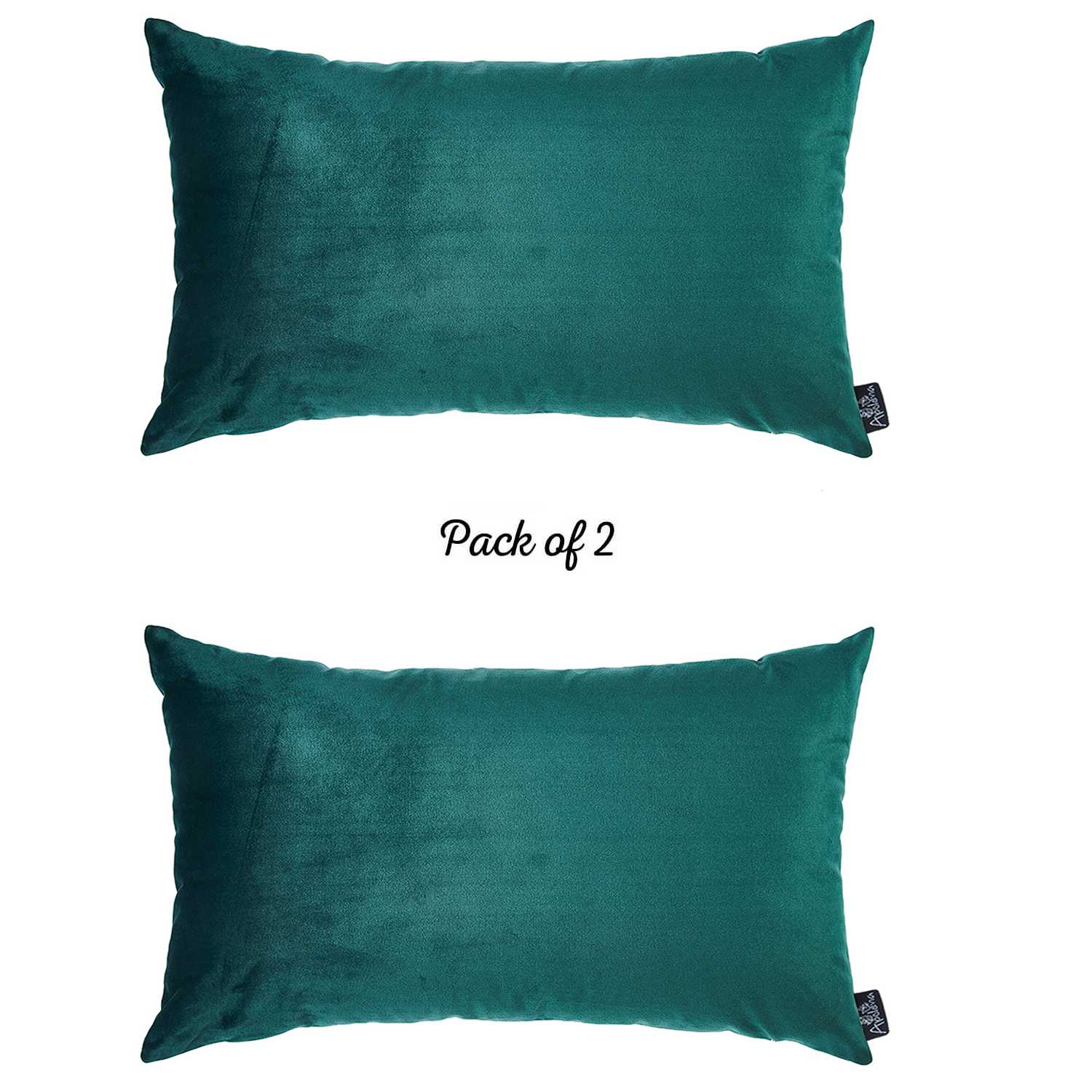 21" x14" Green Velvet Dark Emerald Decorative Throw Pillow Cover (2 Pcs in set)