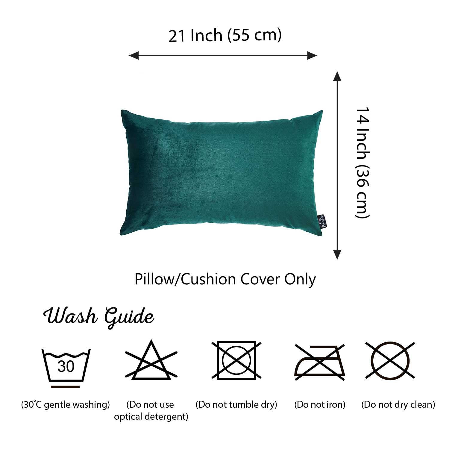 21" x14" Green Velvet Dark Emerald Decorative Throw Pillow Cover (2 Pcs in set)