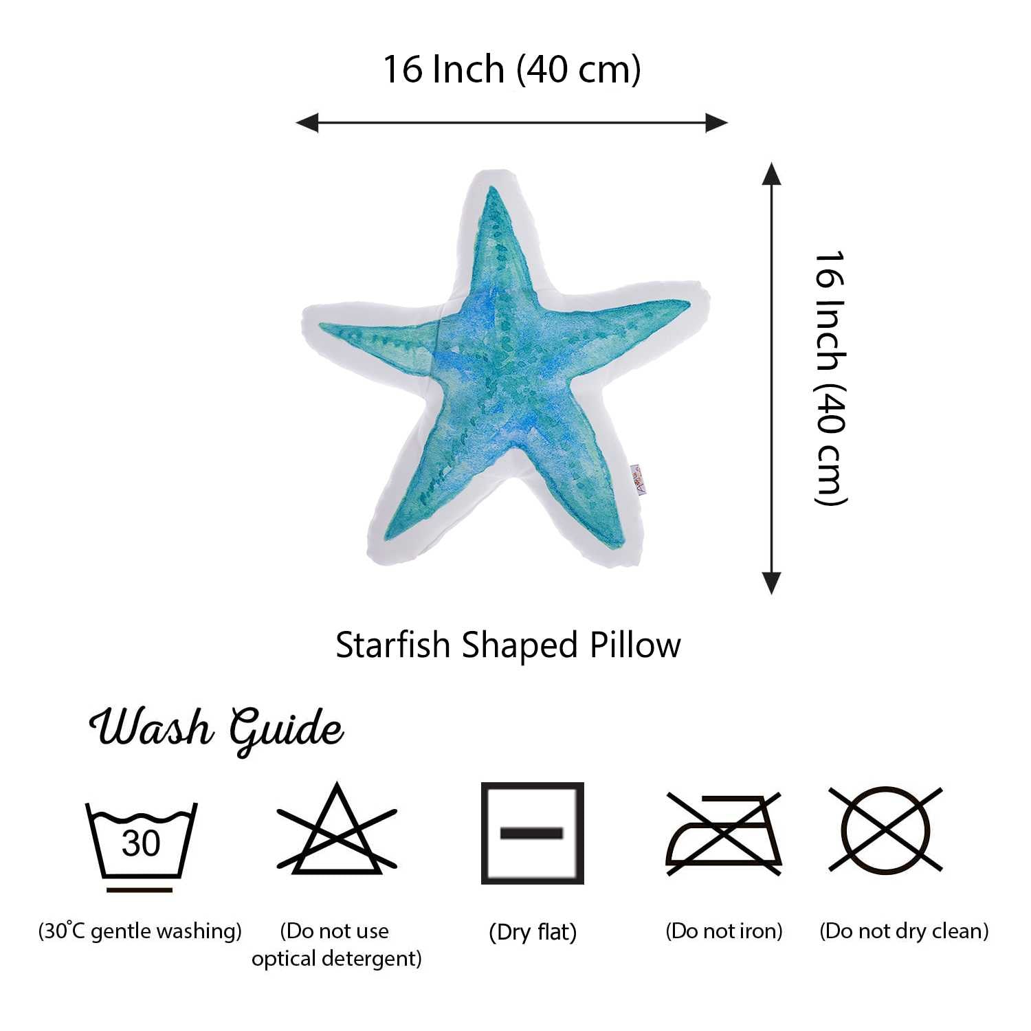 16"x 16" Marine Star Shaped Printed Decorative Throw Pillow Cover Home Decor