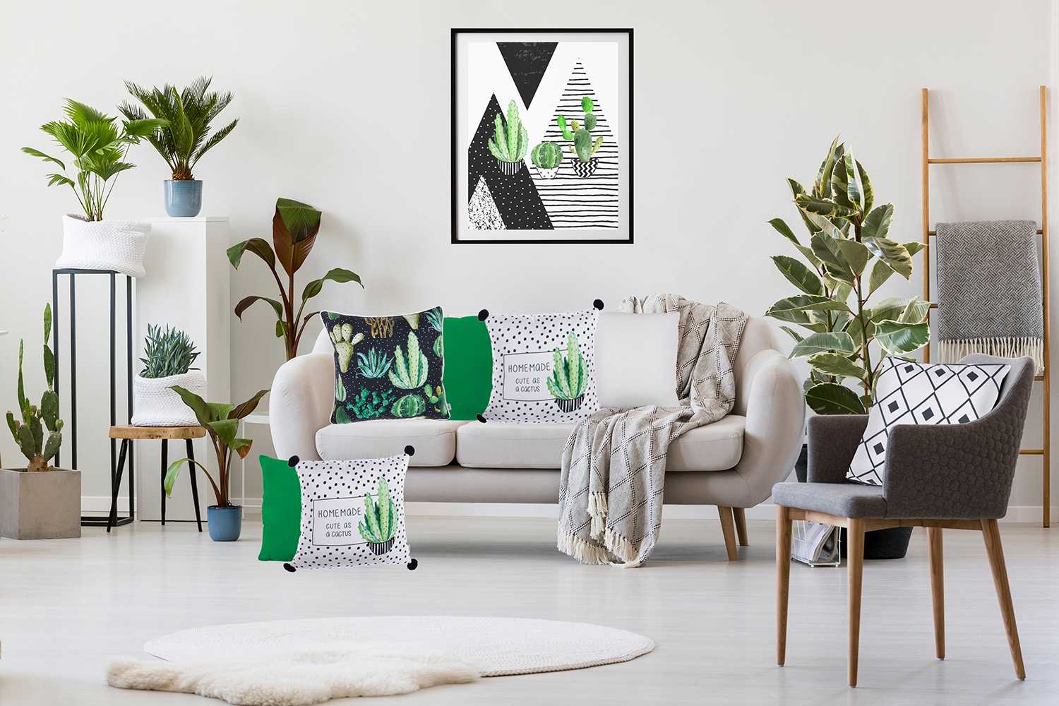 18"x 18" Cactus Dotted Decorative Throw Pillow Cover Printed