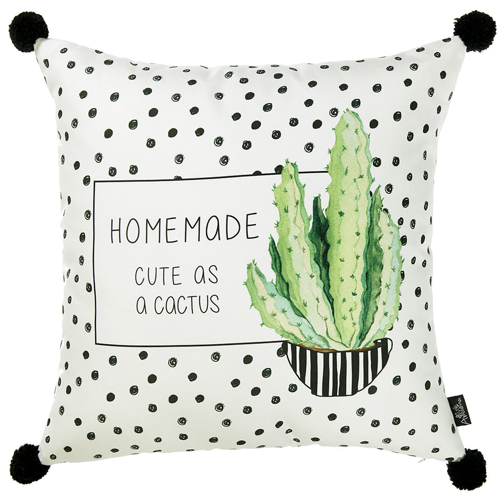 18"x 18" Cactus Dotted Decorative Throw Pillow Cover Printed
