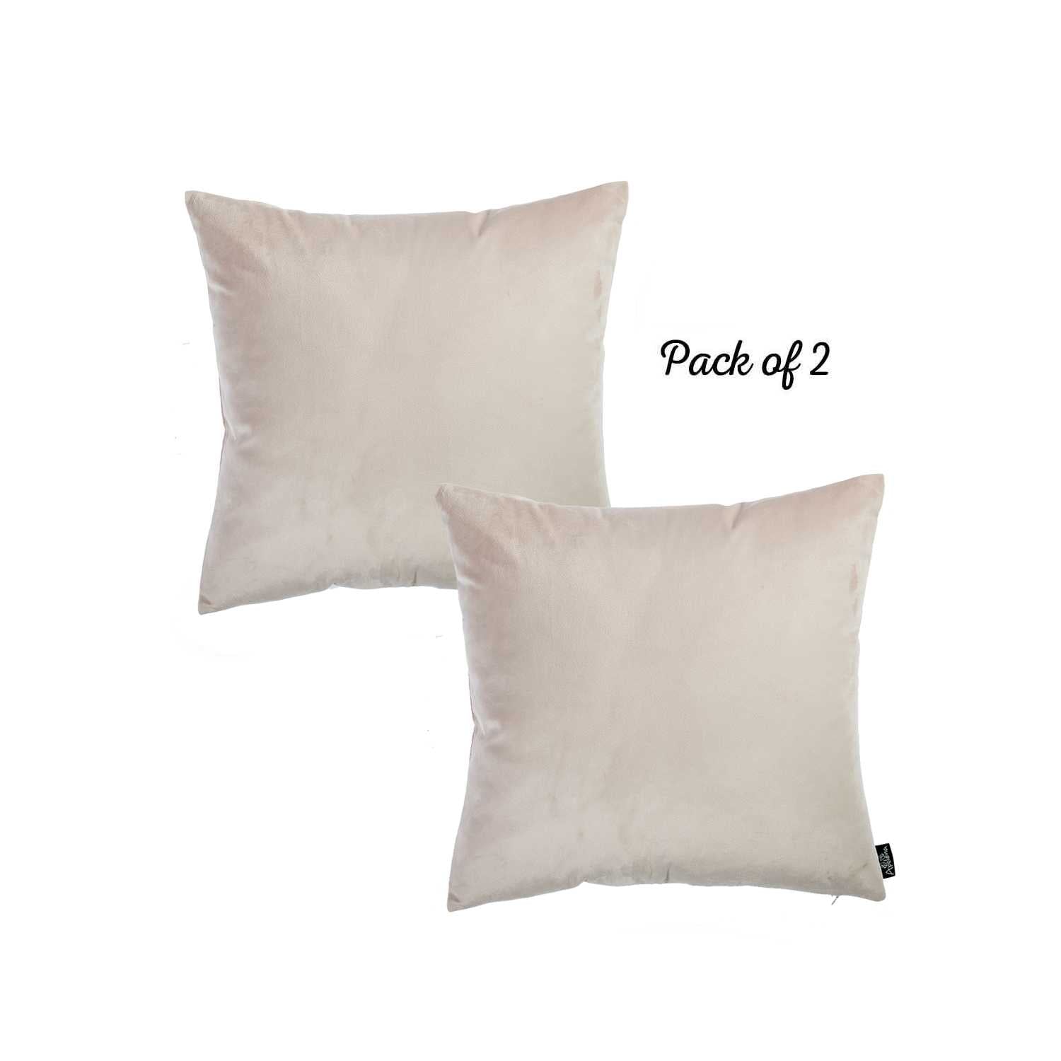 18"x18" Light Beige Velvet Decorative Throw Pillow Cover (2 Pcs in set)