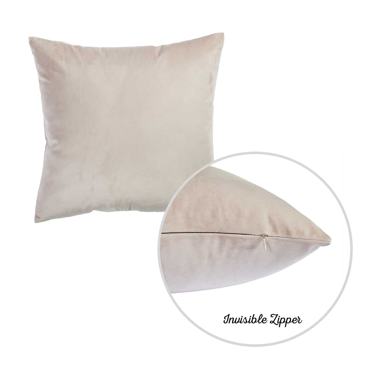 18"x18" Light Beige Velvet Decorative Throw Pillow Cover (2 Pcs in set)