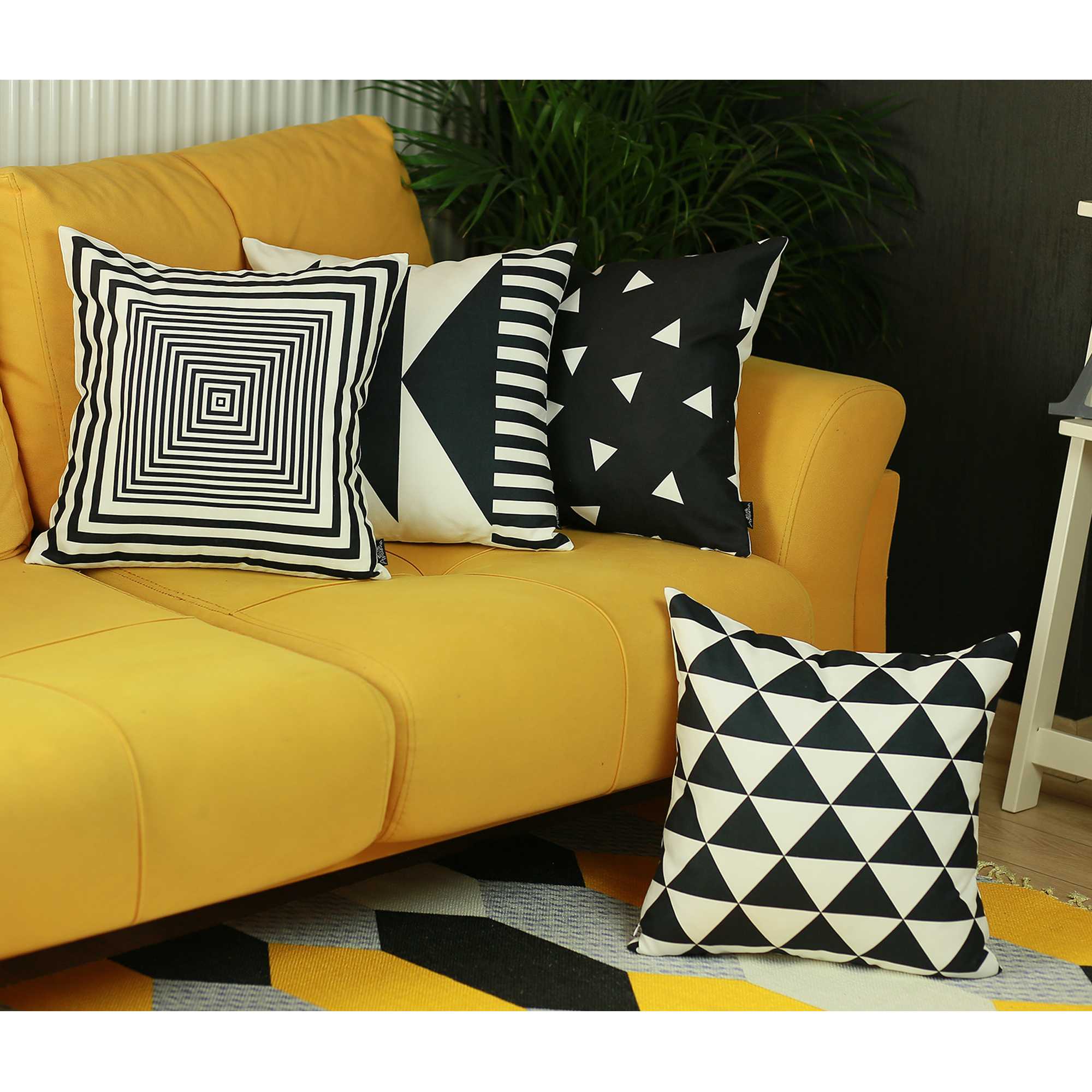 18"x18" Colored Scandi Square Geo Decorative Throw Pillow Cover