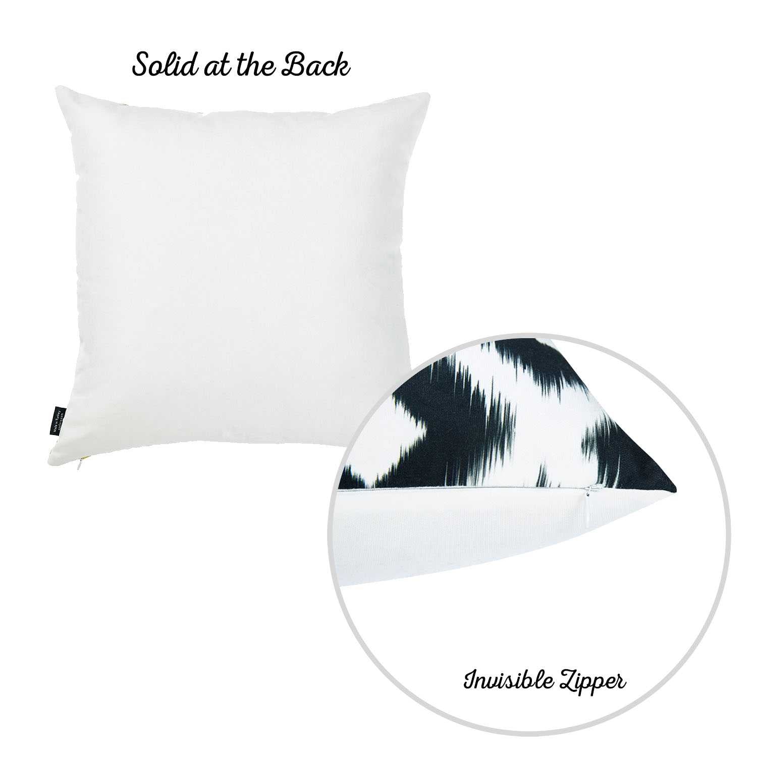 18"x 18" Black and White ikat Decorative Throw Pillow Cover Square