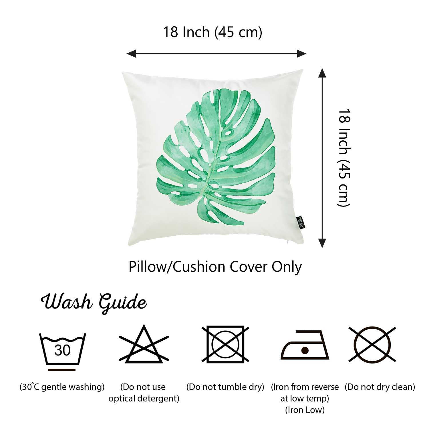 18"x 18" Tropical Single Monstera Decorative Throw Pillow Cover