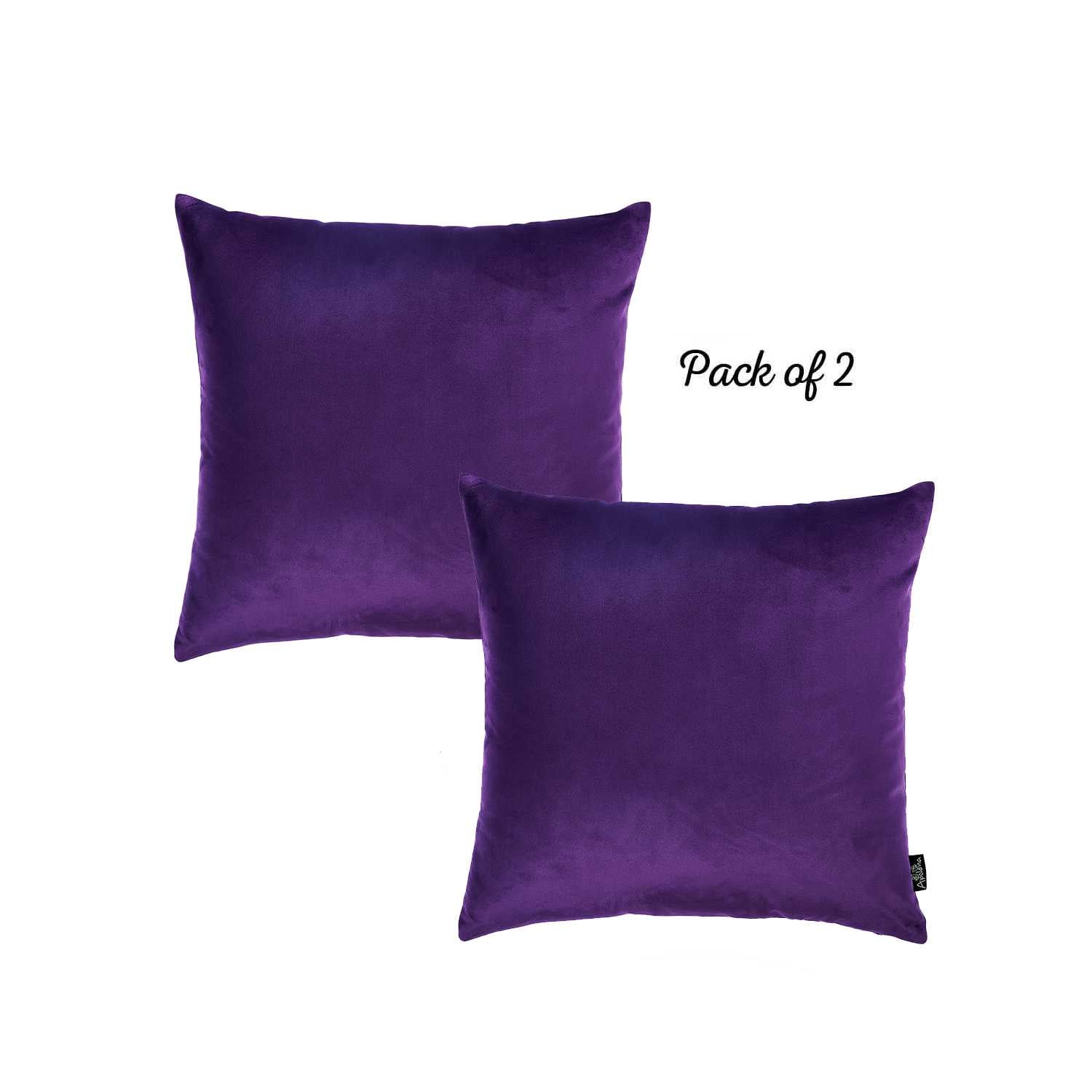 18"x 18" Purple Velvet Decorative Throw Pillow Cover (2 Pcs in set)
