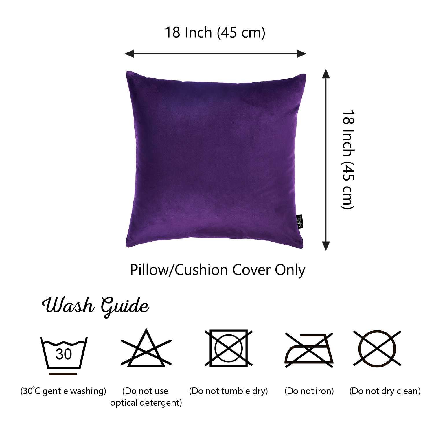 18"x 18" Purple Velvet Decorative Throw Pillow Cover (2 Pcs in set)