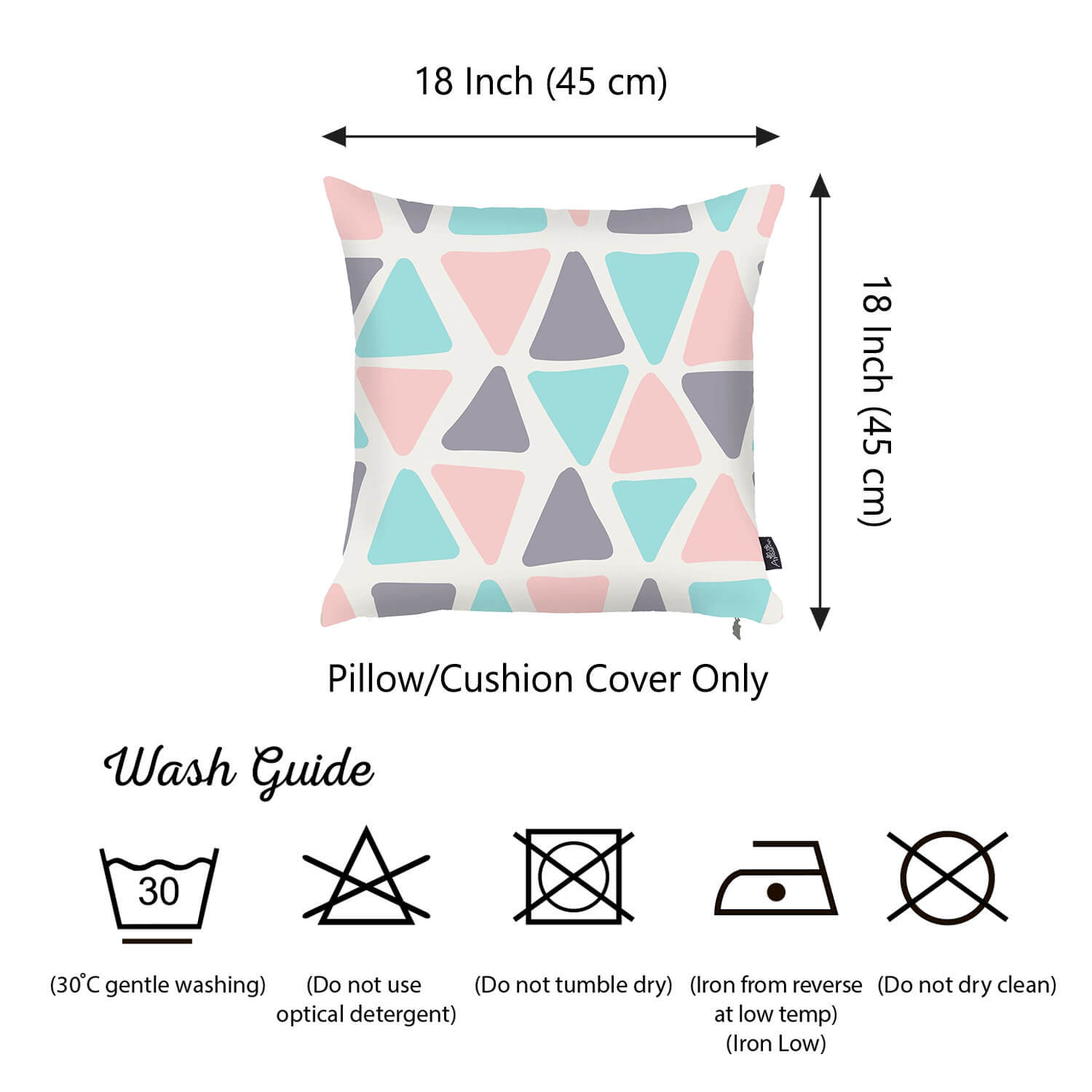 18"x18" Colored Scandi Square Geo Decorative Throw Pillow Cover