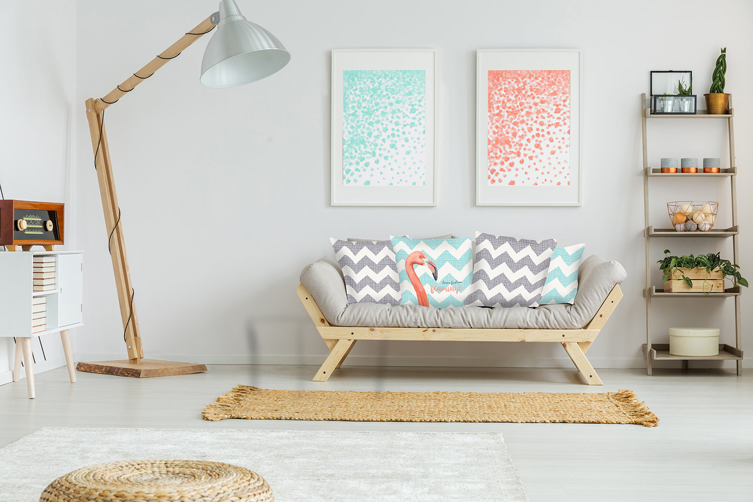 18"x 18" Blue Tropical Flamingo Decorative Throw Pillow Cover