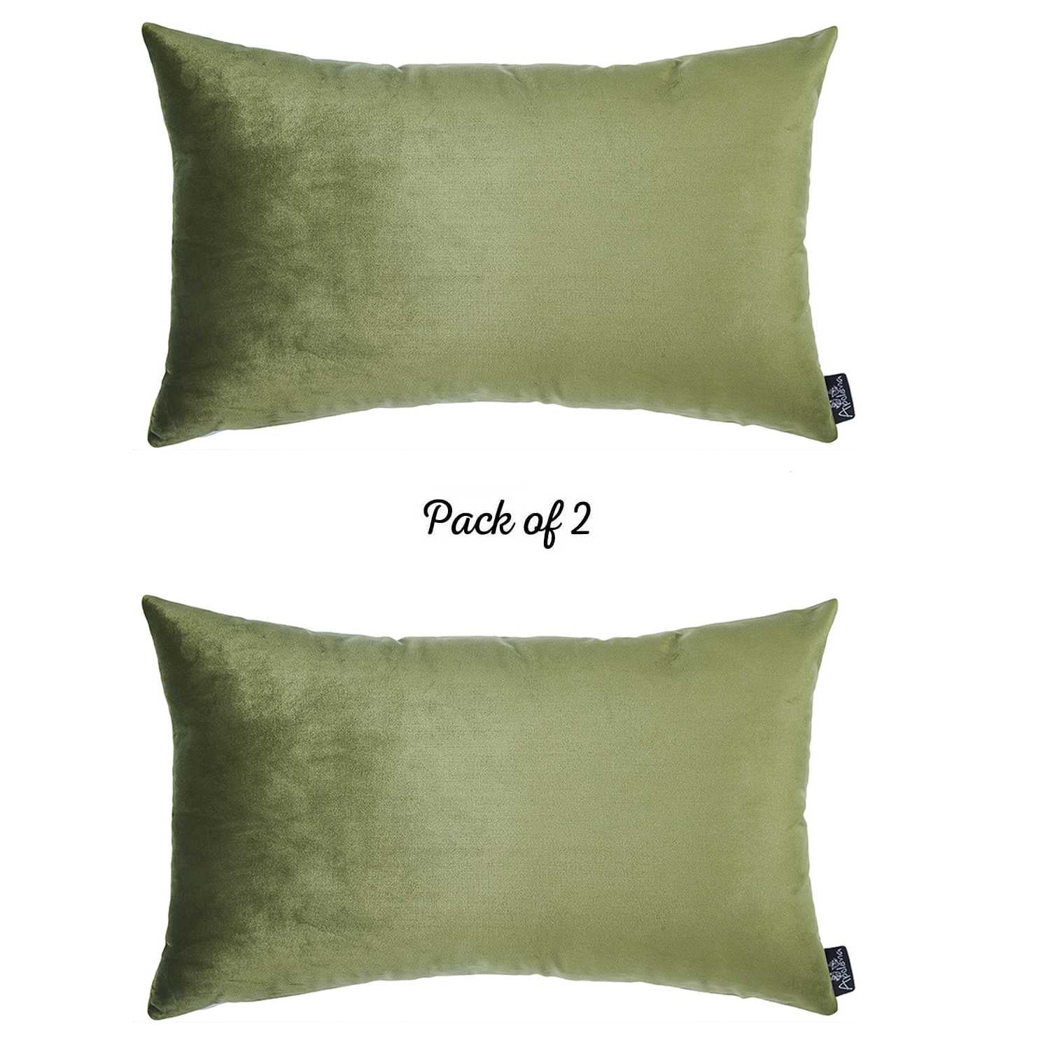 21"x14" Green Velvet Pickle Decorative Throw Pillow Cover (2 Pcs in set)
