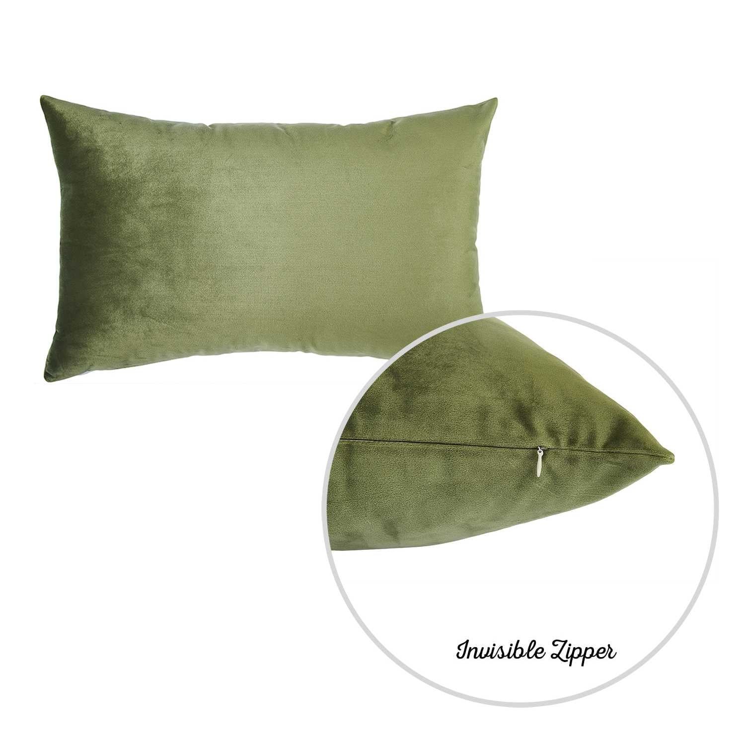21"x14" Green Velvet Pickle Decorative Throw Pillow Cover (2 Pcs in set)
