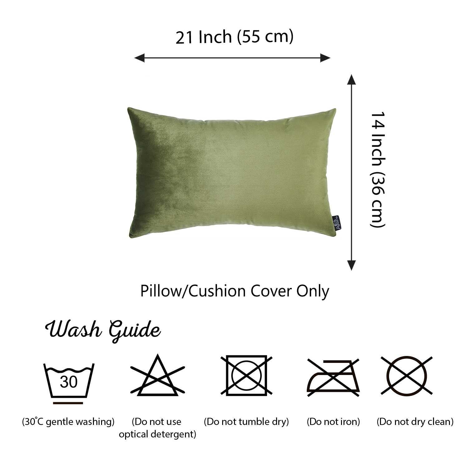 21"x14" Green Velvet Pickle Decorative Throw Pillow Cover (2 Pcs in set)