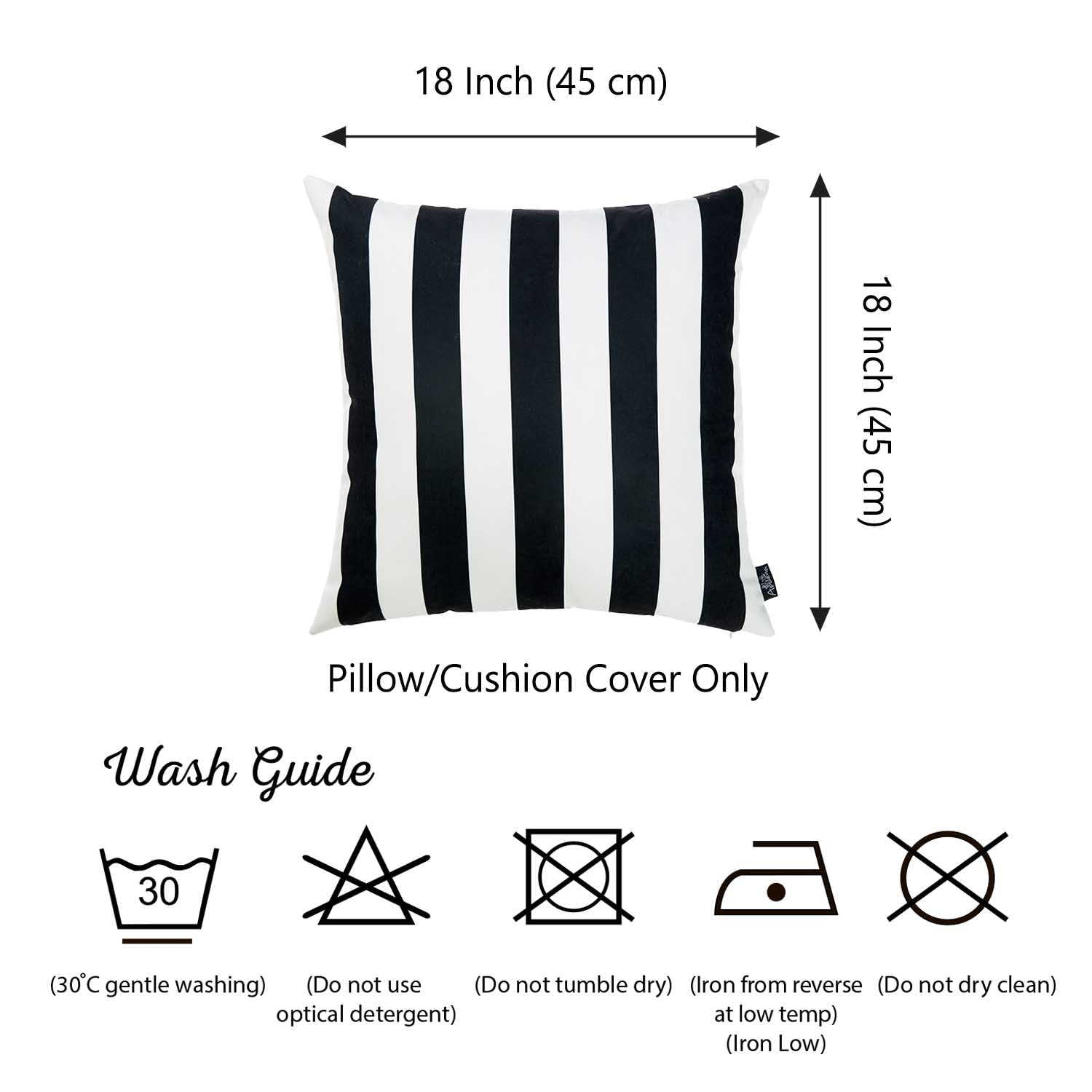 18"x18" Black and White Stripe Decorative Throw Pillow Cover Square