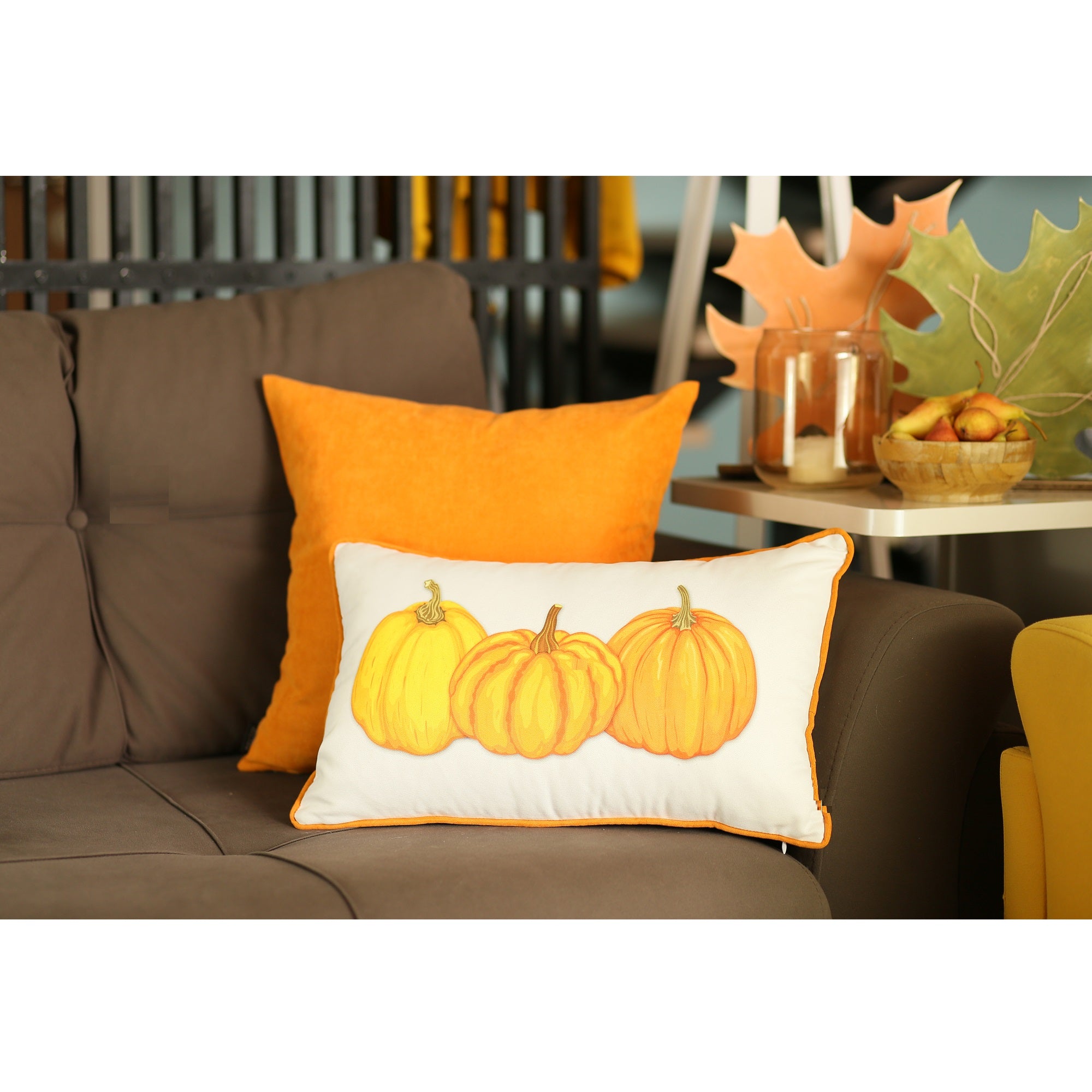 12"x20" Thanksgiving Lumbar Pumpkins Decorative Throw Pillow Cover