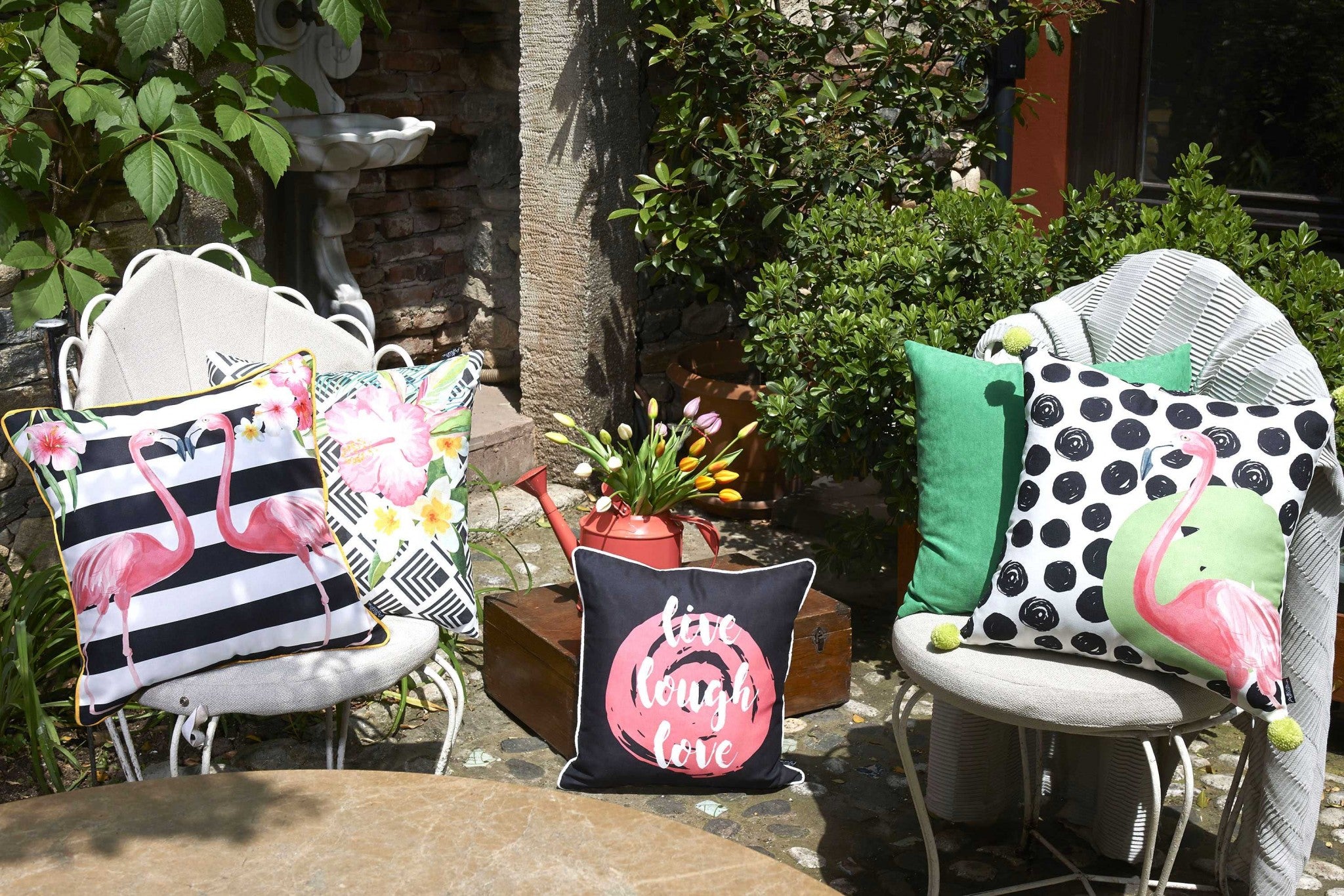 18"x 18" Tropical Flamingo Love Decorative Throw Pillow Cover