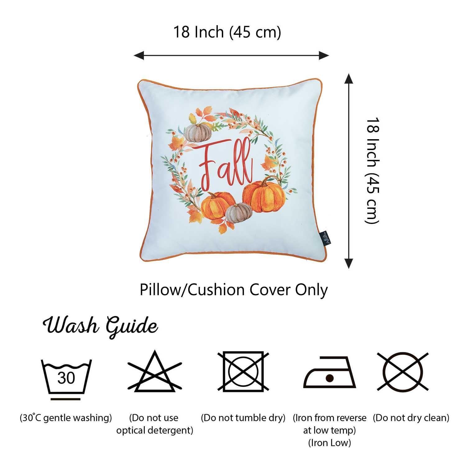 18"x 18" Thanksgiving Word Printed Decorative Throw Pillow Cover