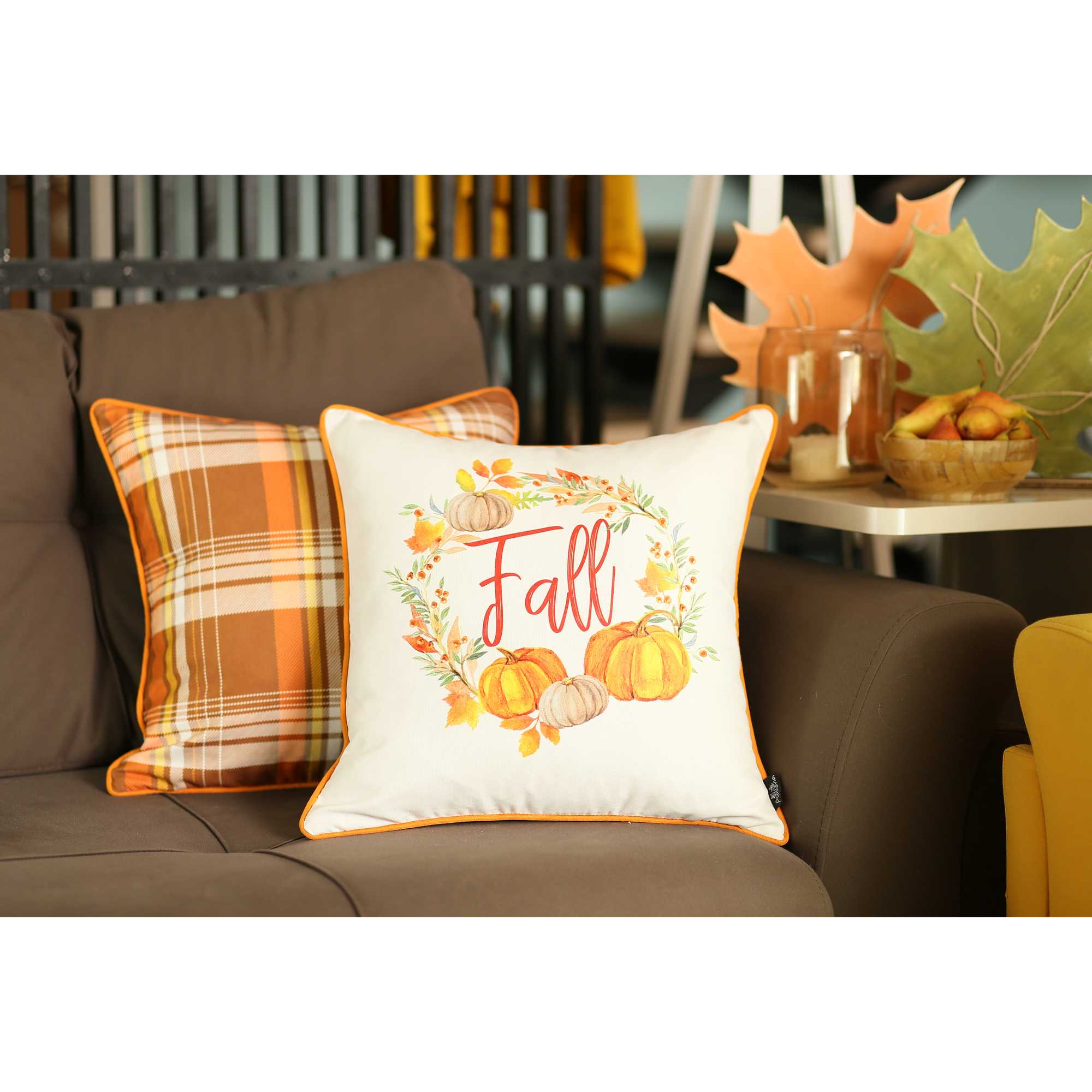 18"x 18" Thanksgiving Word Printed Decorative Throw Pillow Cover