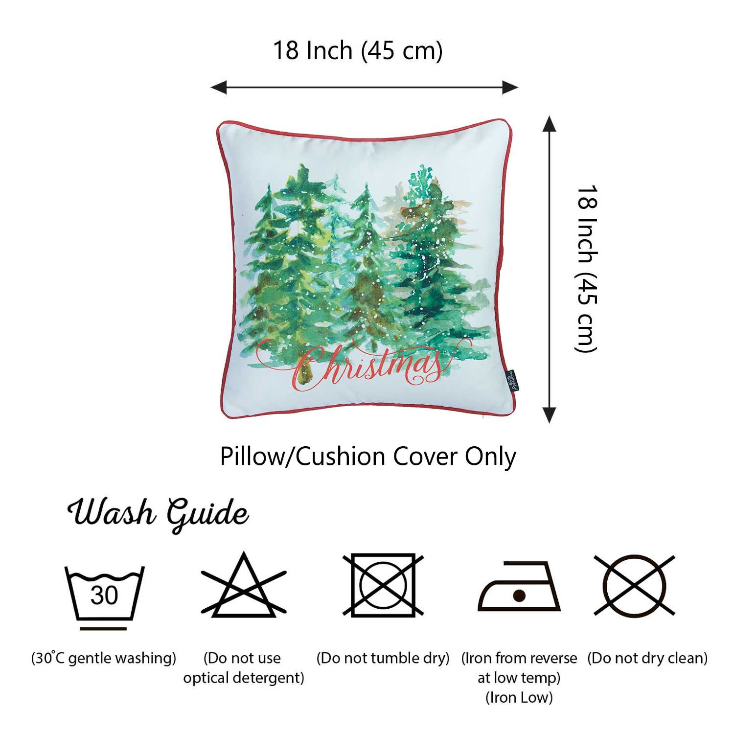 18"x18" Christmas Trees Printed Decorative Throw Pillow Cover