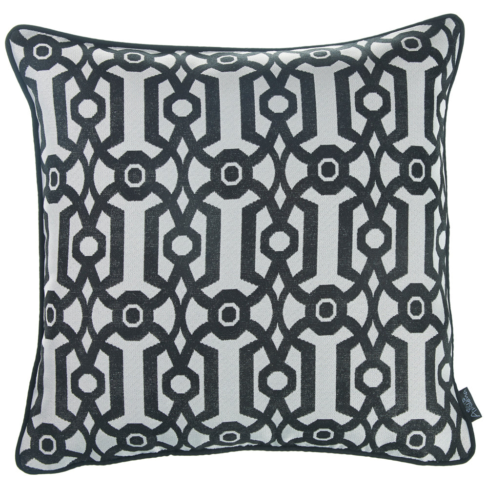 17"x 17" Grey Jacquard Geo Decorative Throw Pillow Cover