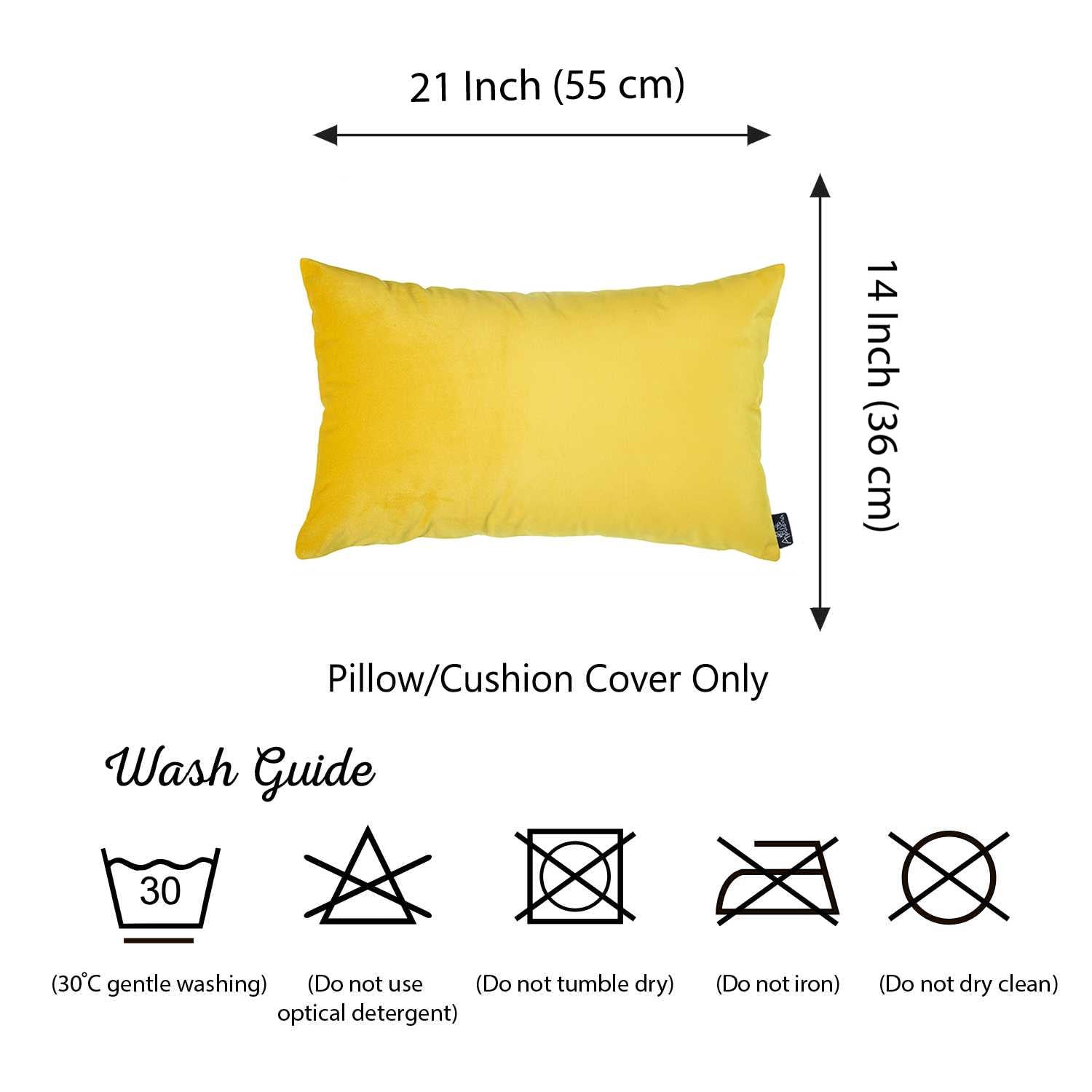 21"x14" Yellow Velvet Decorative Throw Pillow Cover (2 Pcs in set)