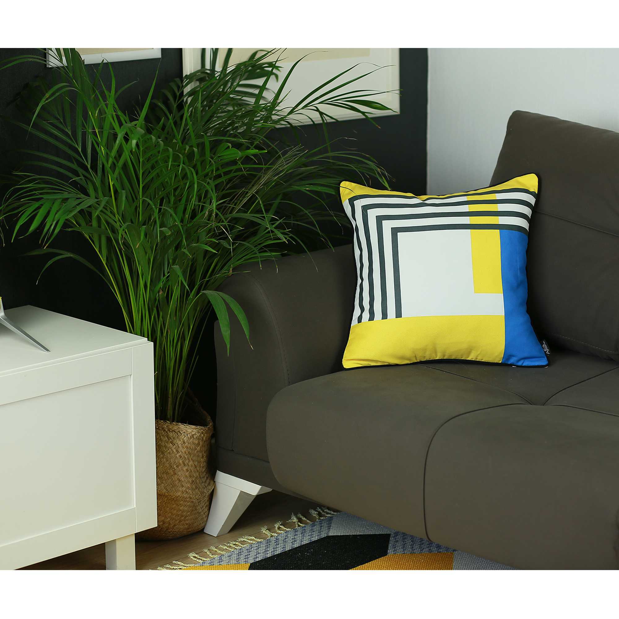 18"x18" Scandi Square Geo Style Decorative Throw Pillow Cover