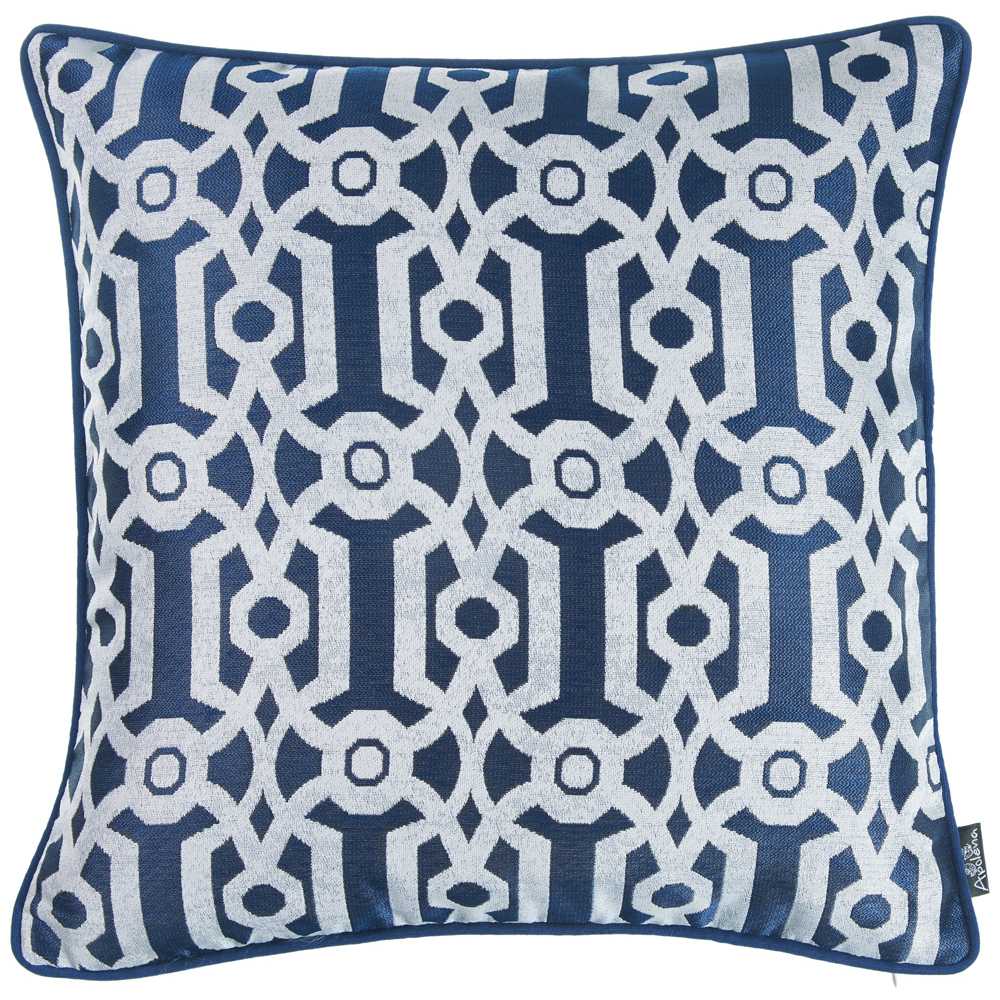 17"x 17" Light Blue Jacquard Geo Decorative Throw Pillow Cover
