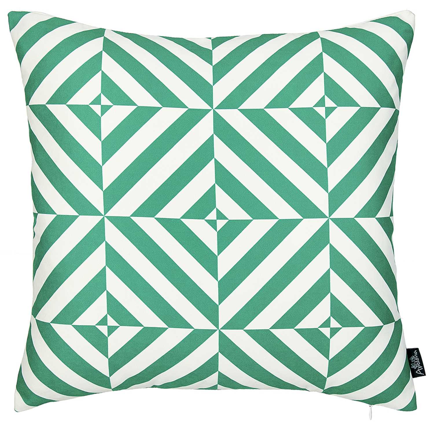 18"x18" Green Geometric Diagram Decorative Throw Pillow Cover