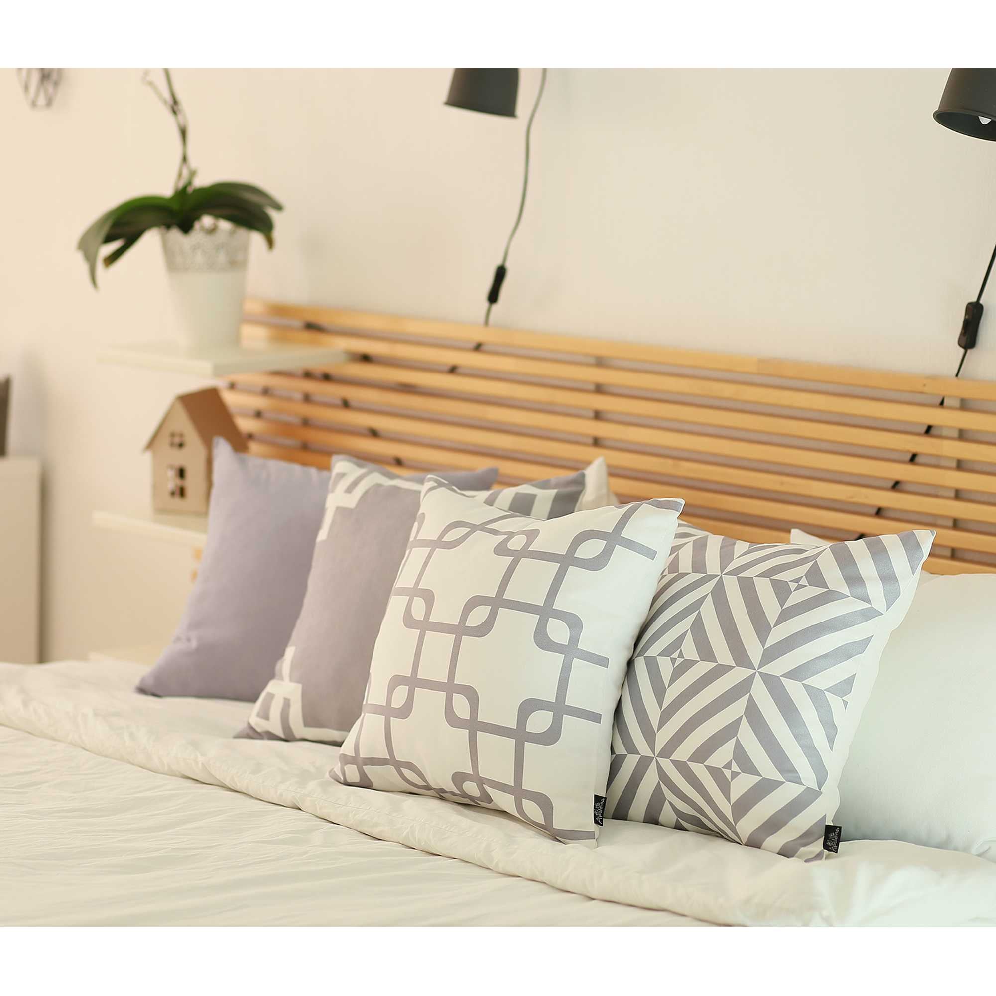 18"x18" Grey Geometric Diagram Decorative Throw Pillow Cover