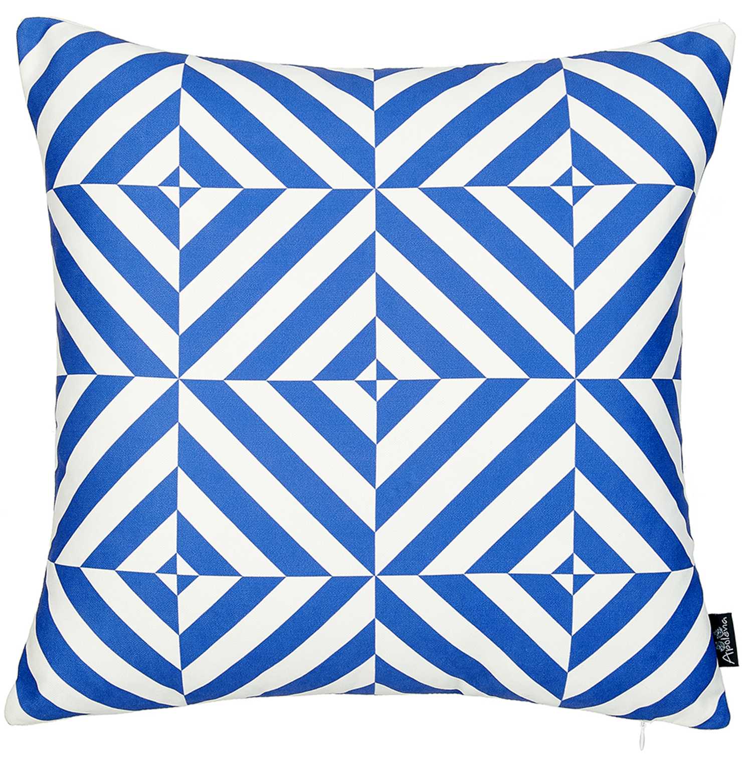 Blue and White Geometric Diagram Decorative Throw Pillow Cover