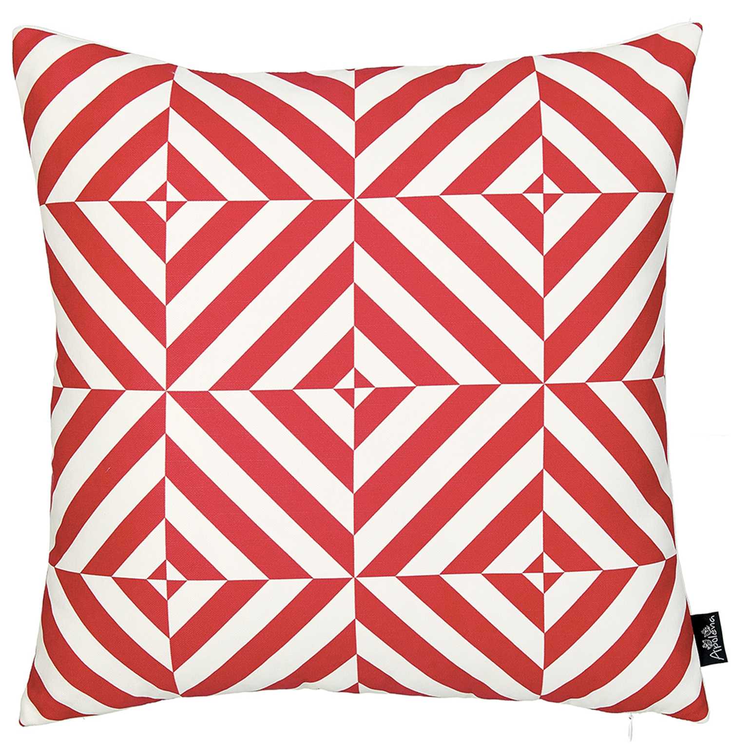18"x18" Red Geometric Diagram Decorative Throw Pillow Cover Printed