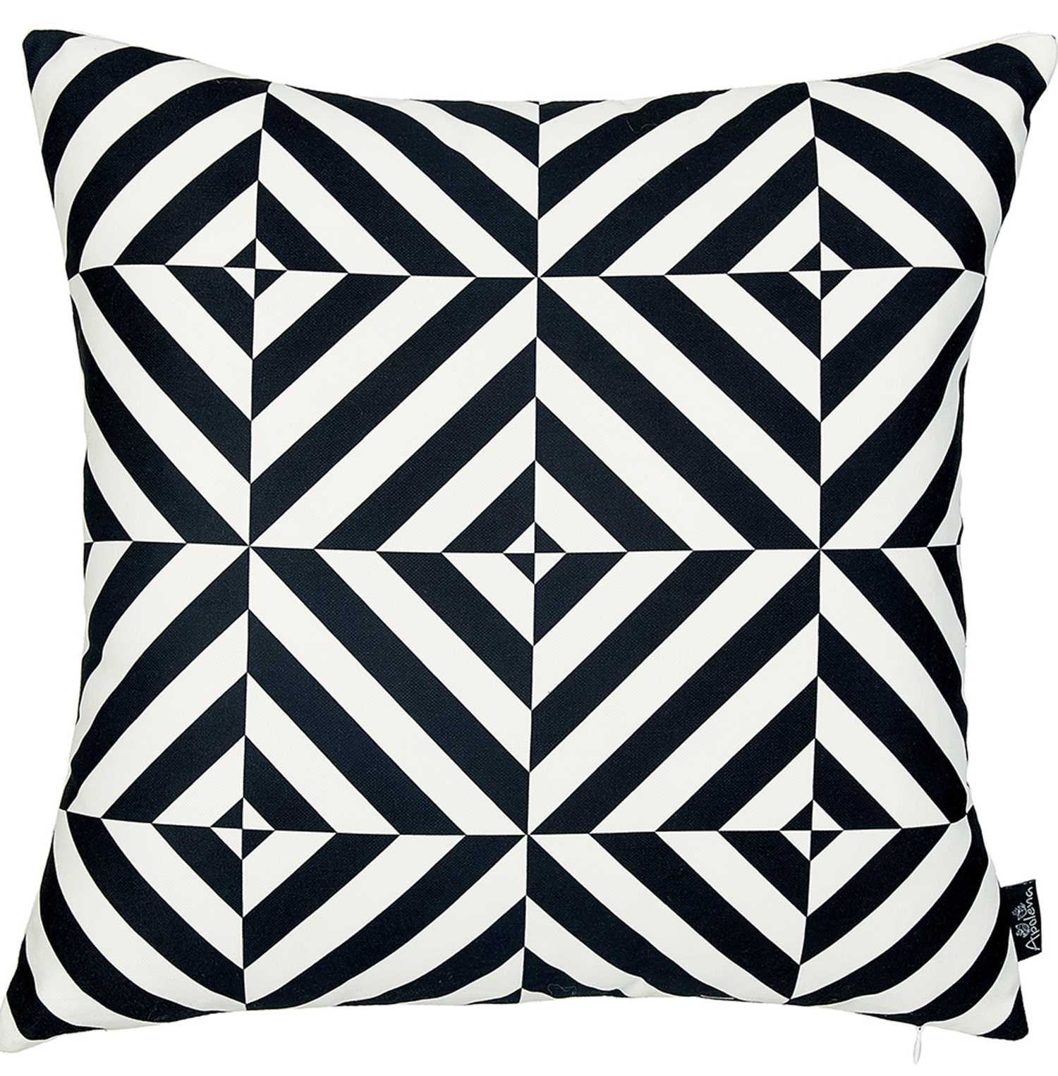 Black and White Geometric Diagram Decorative Throw Pillow Cover