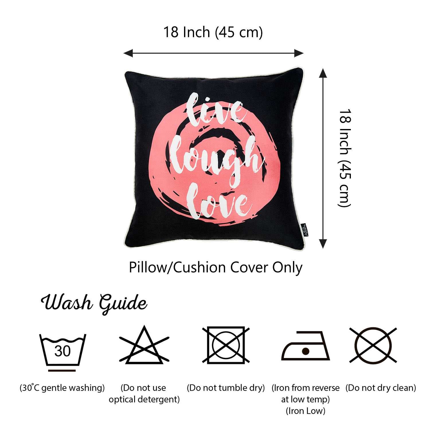 18"x 18" Tropical Live Laugh Love Decorative Throw Pillow Cover