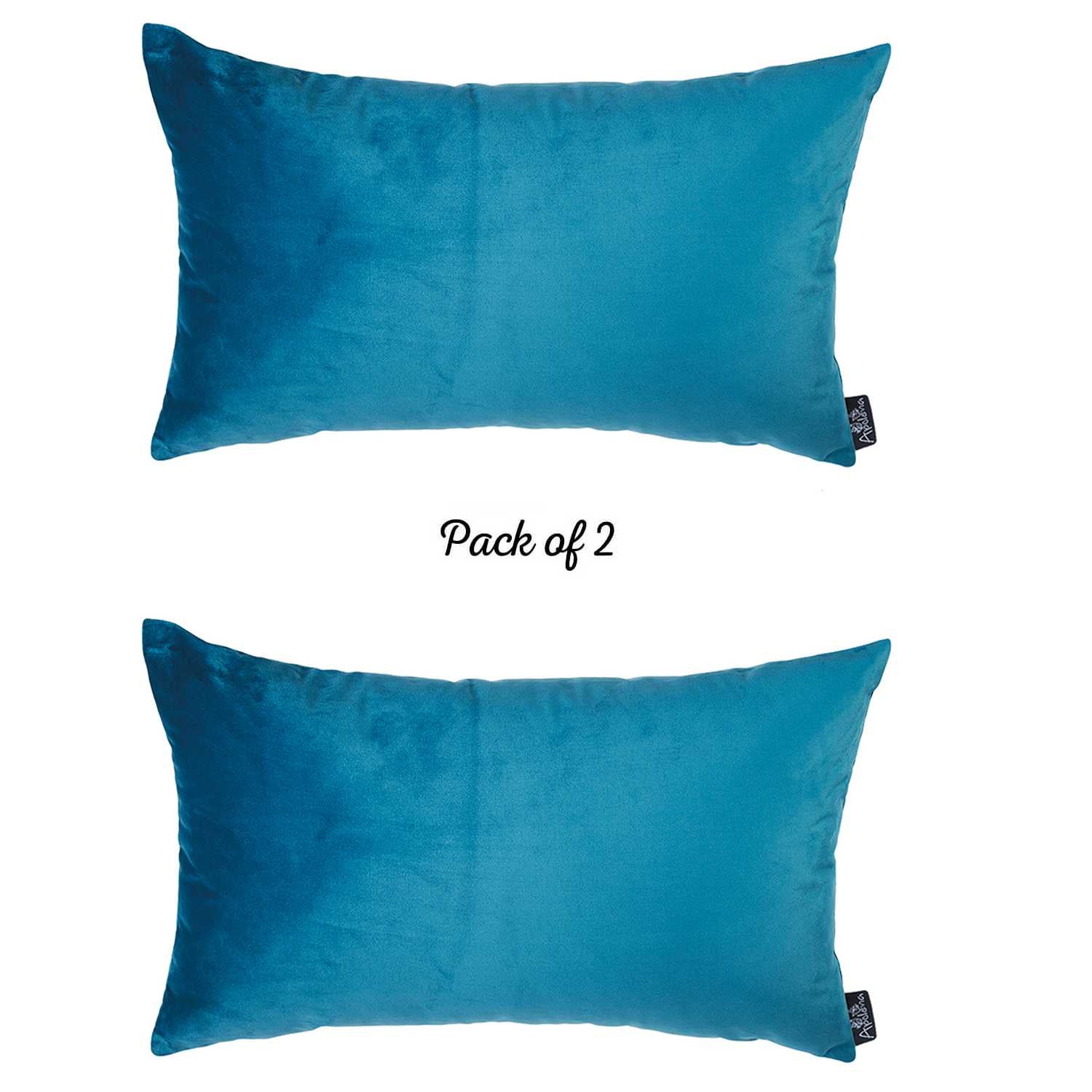 21" x14" Petrol Blue Velvet Decorative Throw Pillow Cover(2 Pcs in set)