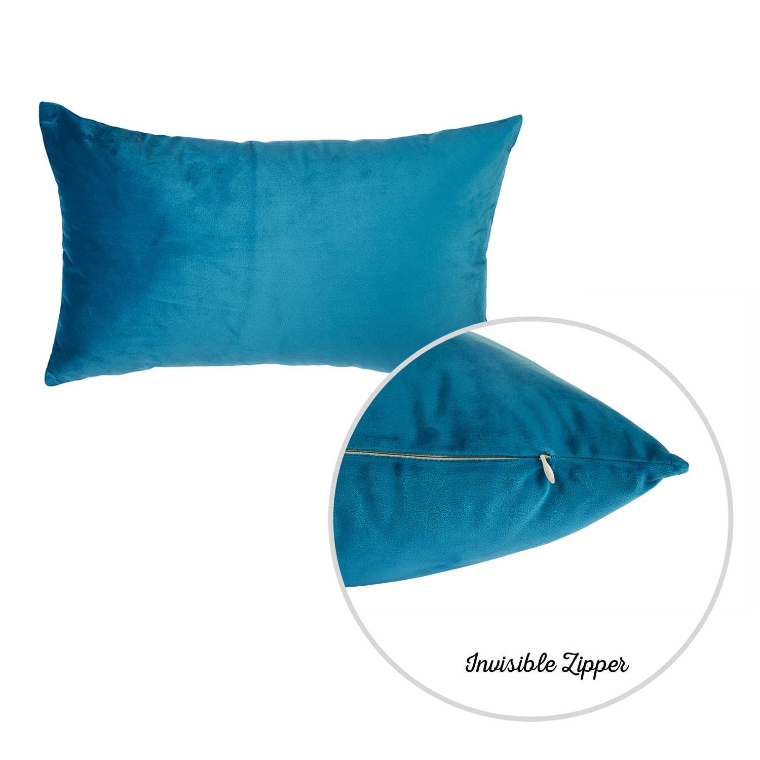 21" x14" Petrol Blue Velvet Decorative Throw Pillow Cover(2 Pcs in set)