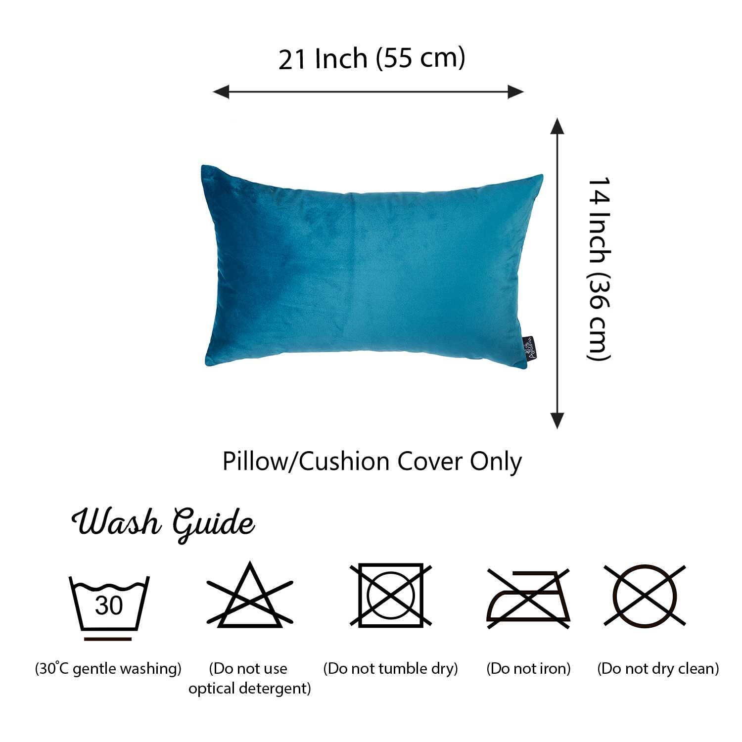 21" x14" Petrol Blue Velvet Decorative Throw Pillow Cover(2 Pcs in set)