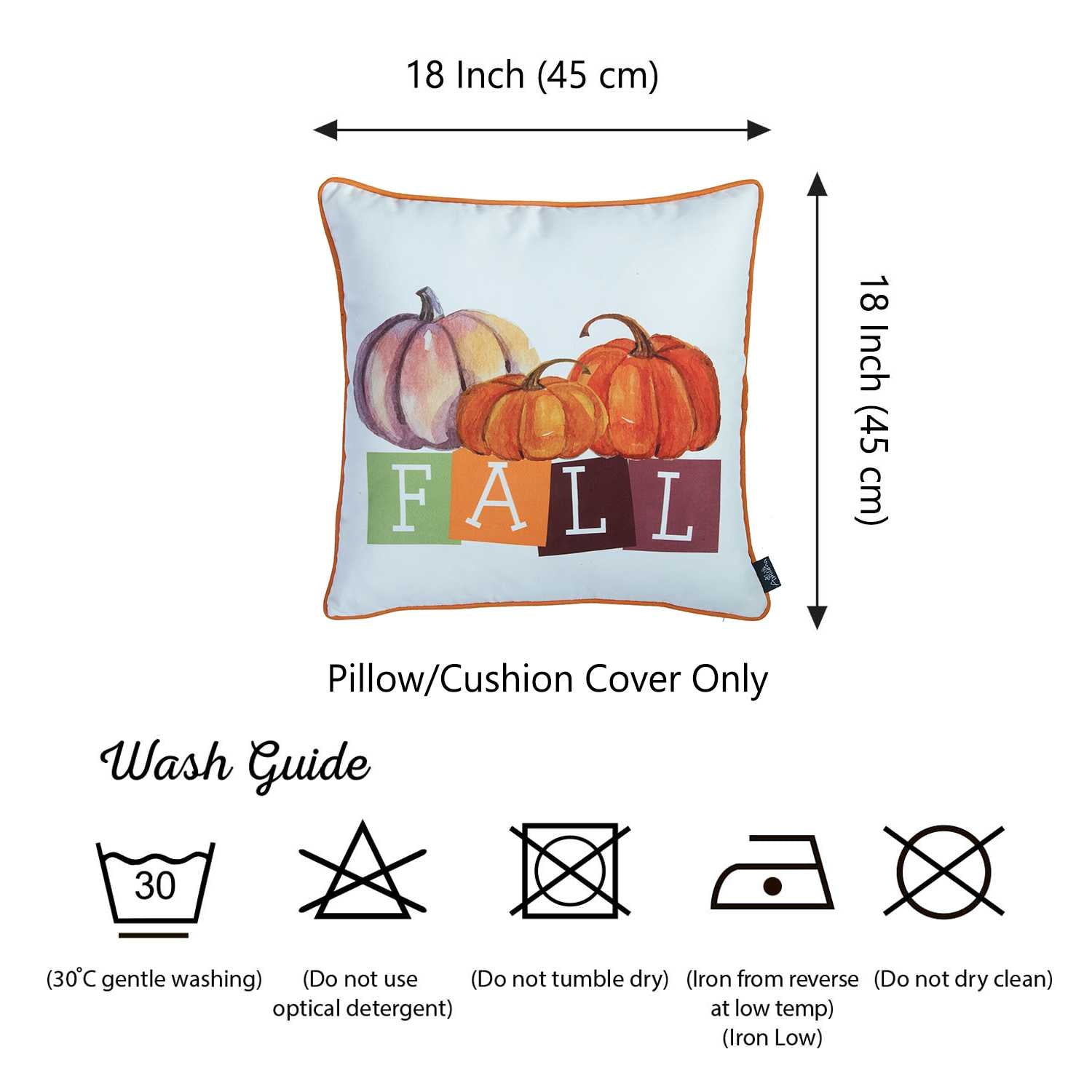 18"x 18" Thanksgiving Festive Printed Decorative Throw Pillow Cover