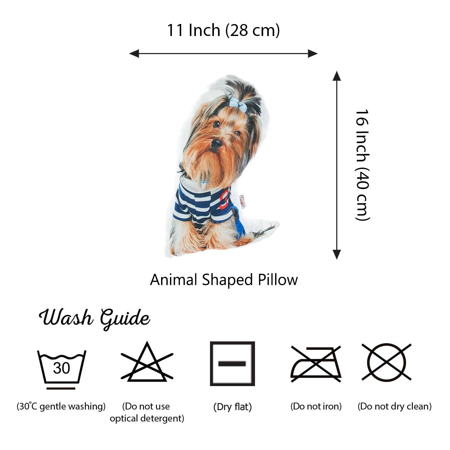 Yorkshire Terrier Dog Shape Filled Pillow, Animal Shaped Pillow