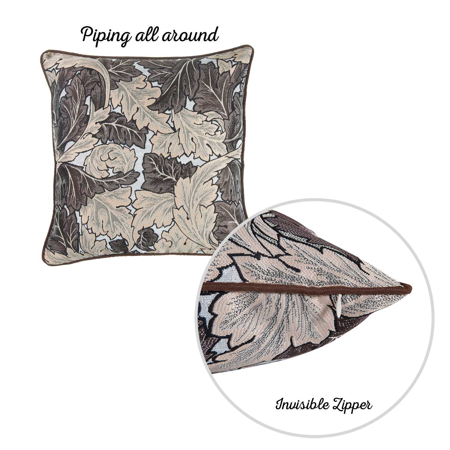 17"x 17" Maple Jacquard Leaf Decorative Throw Pillow Cover