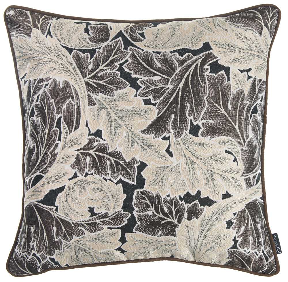 17"x 17" Light Maple Jacquard Leaf Decorative Throw Pillow Cover
