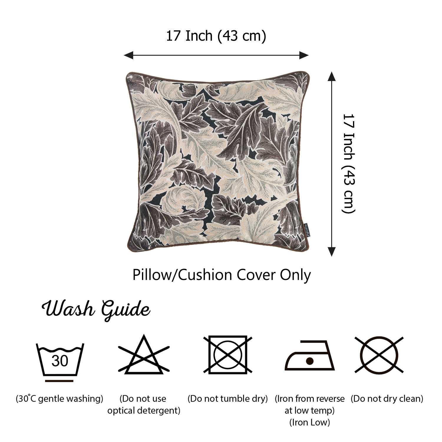 17"x 17" Light Maple Jacquard Leaf Decorative Throw Pillow Cover