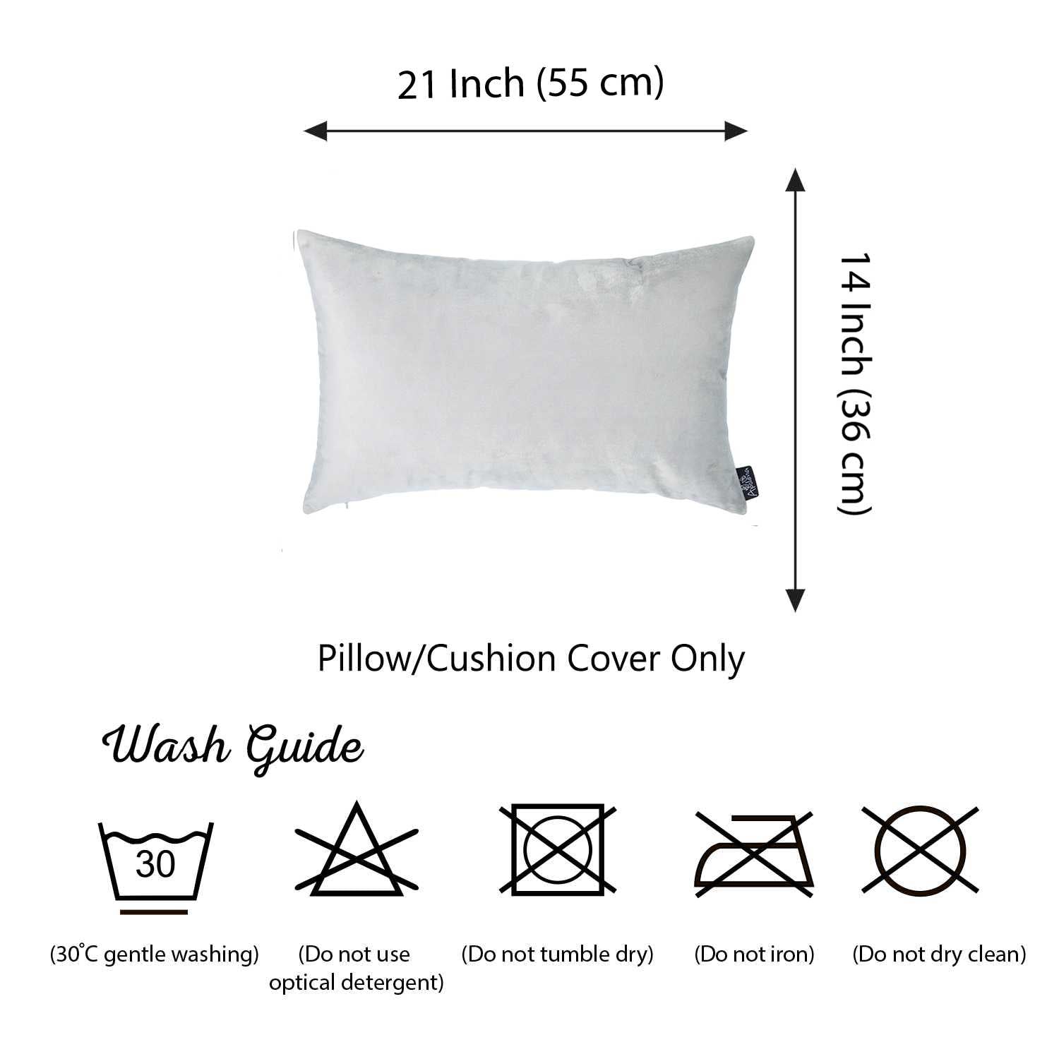 21" x14" Light Grey Velvet Decorative Throw Pillow Cover (2 Pcs in set)