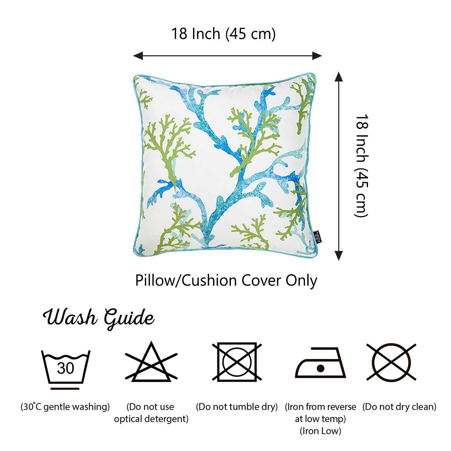 Multicolor Coral Decorative Throw Pillow Cover Printed