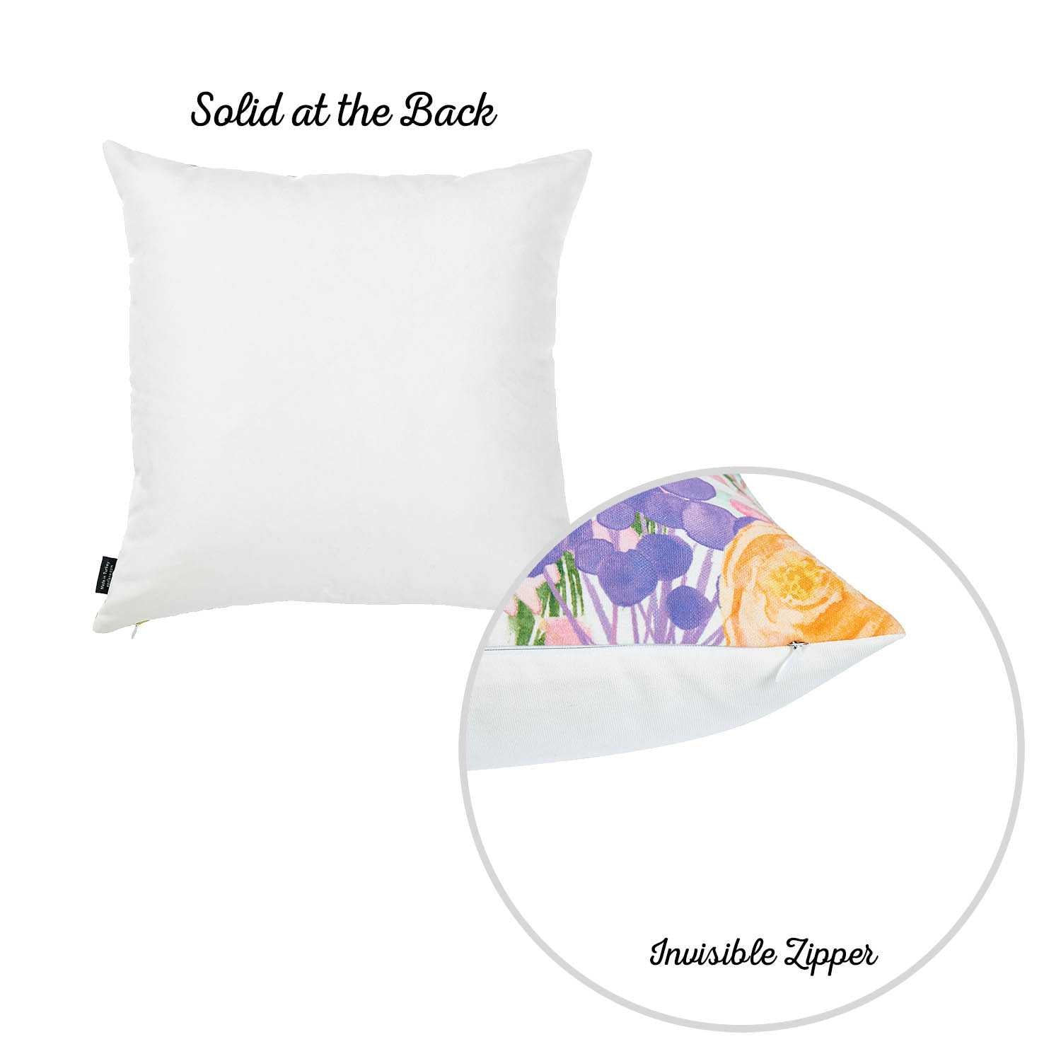 18"x 18" Watercolor Flower Garden Decorative Throw Pillow Cover