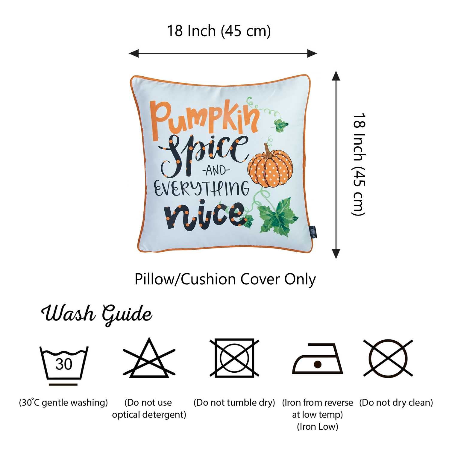 18"x 18" Thanksgiving Pumpkin Quotes Decorative Throw Pillow Cover