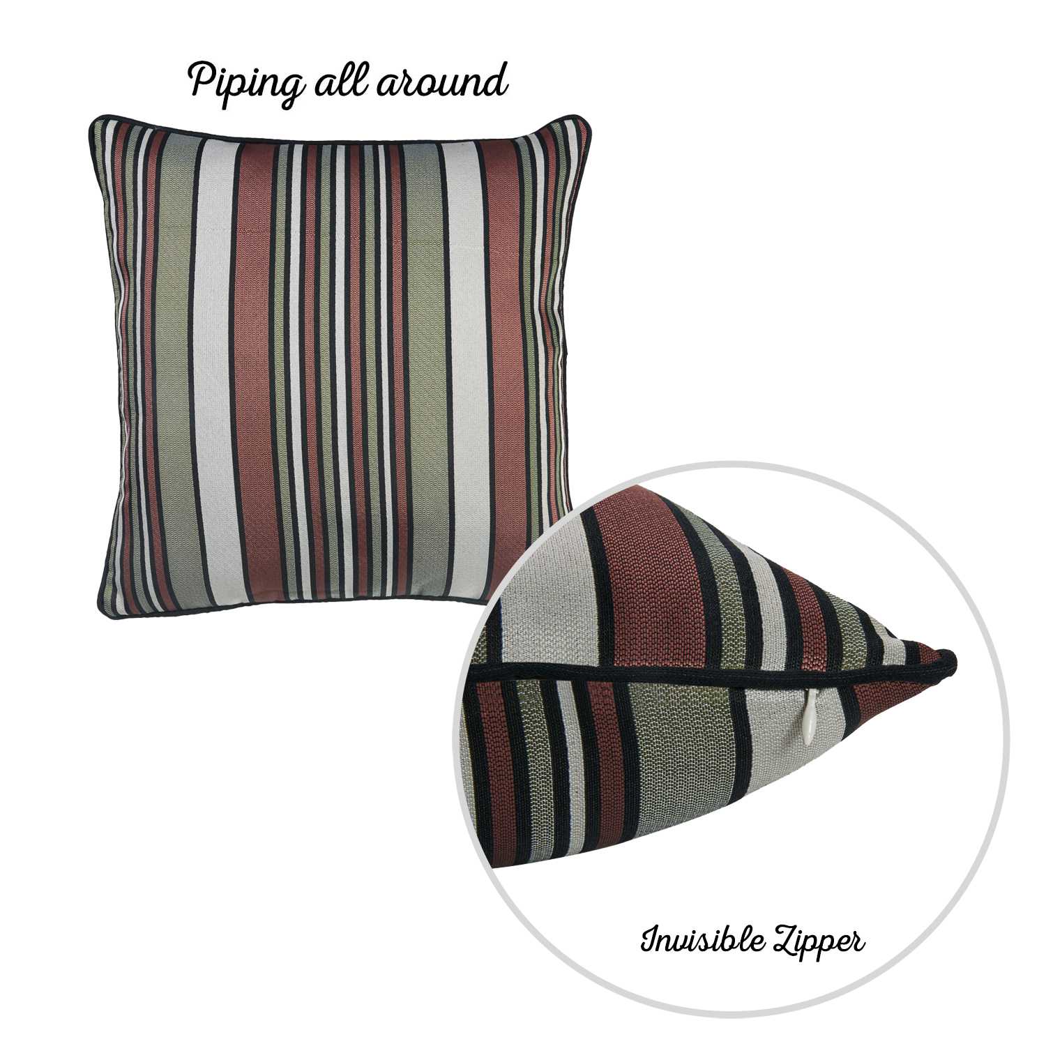 17"x 17" Jacquard Stripe Shadows Decorative Throw Pillow Cover