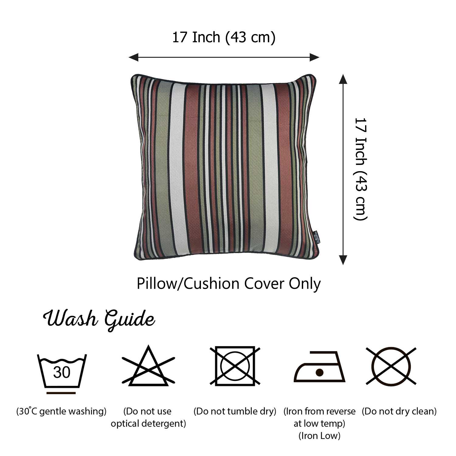 17"x 17" Jacquard Stripe Shadows Decorative Throw Pillow Cover