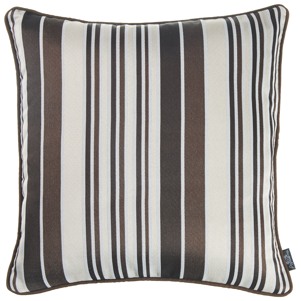 17"x 17" Brown Jacquard Stripe Decorative Throw Pillow Cover