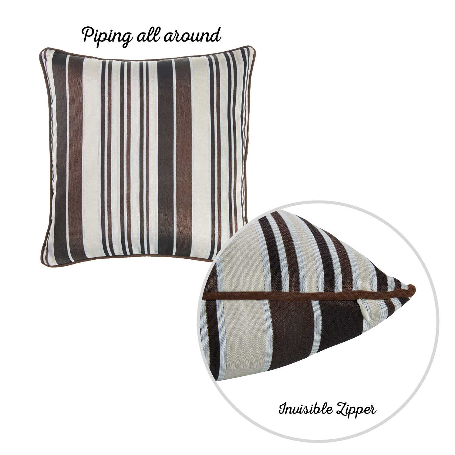 17"x 17" Brown Jacquard Stripe Decorative Throw Pillow Cover