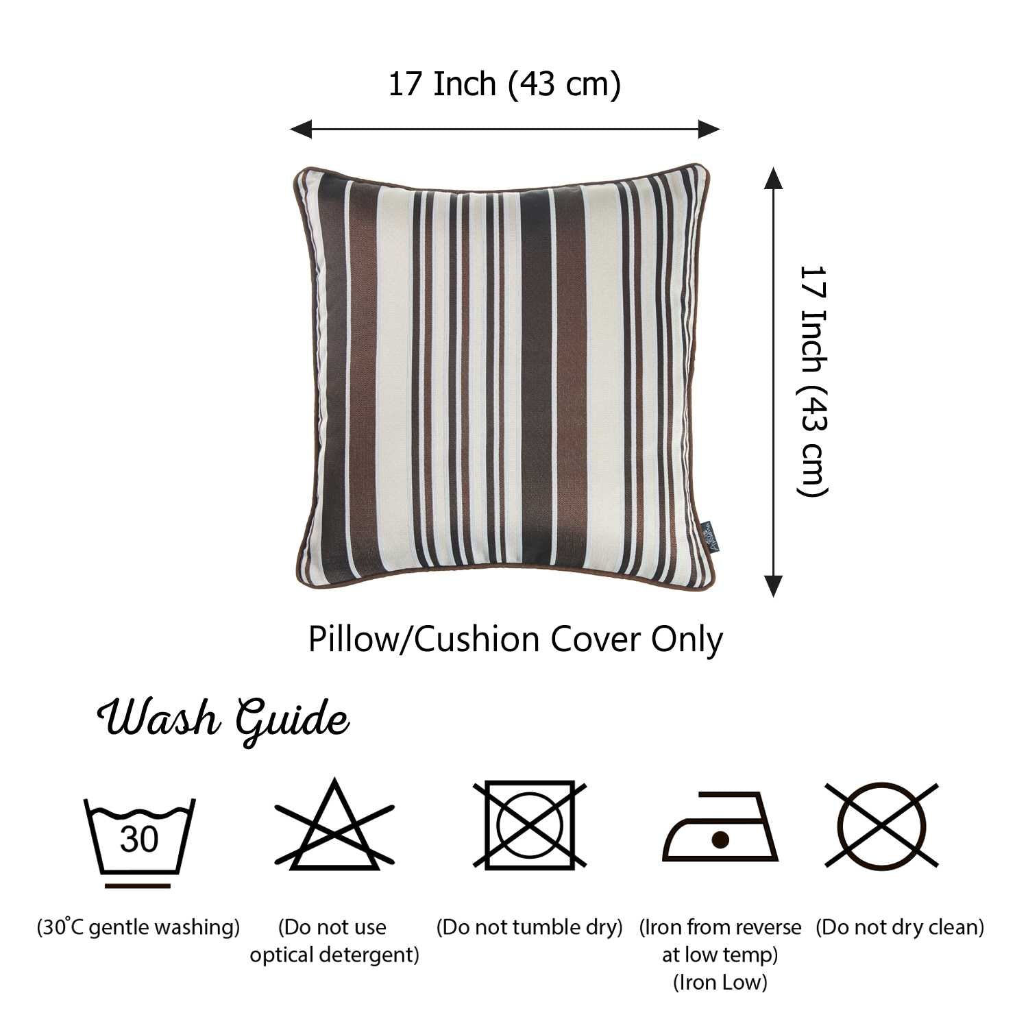 17"x 17" Brown Jacquard Stripe Decorative Throw Pillow Cover